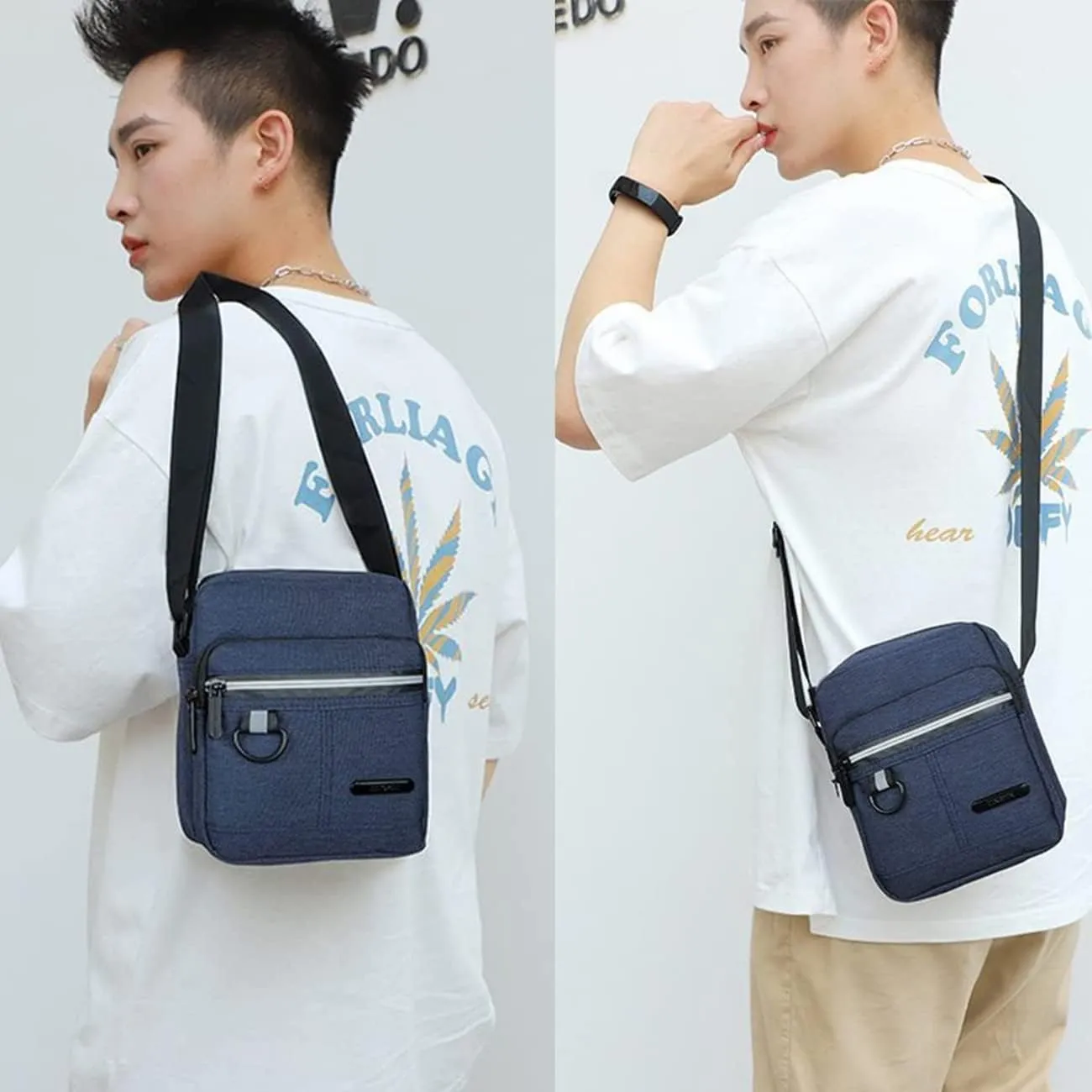 Small Canvas Crossbody Bag for Men,Small Shoulder Bag, Mini Messenger Bag for Cell Phone, Portable mobile phone coin bag
