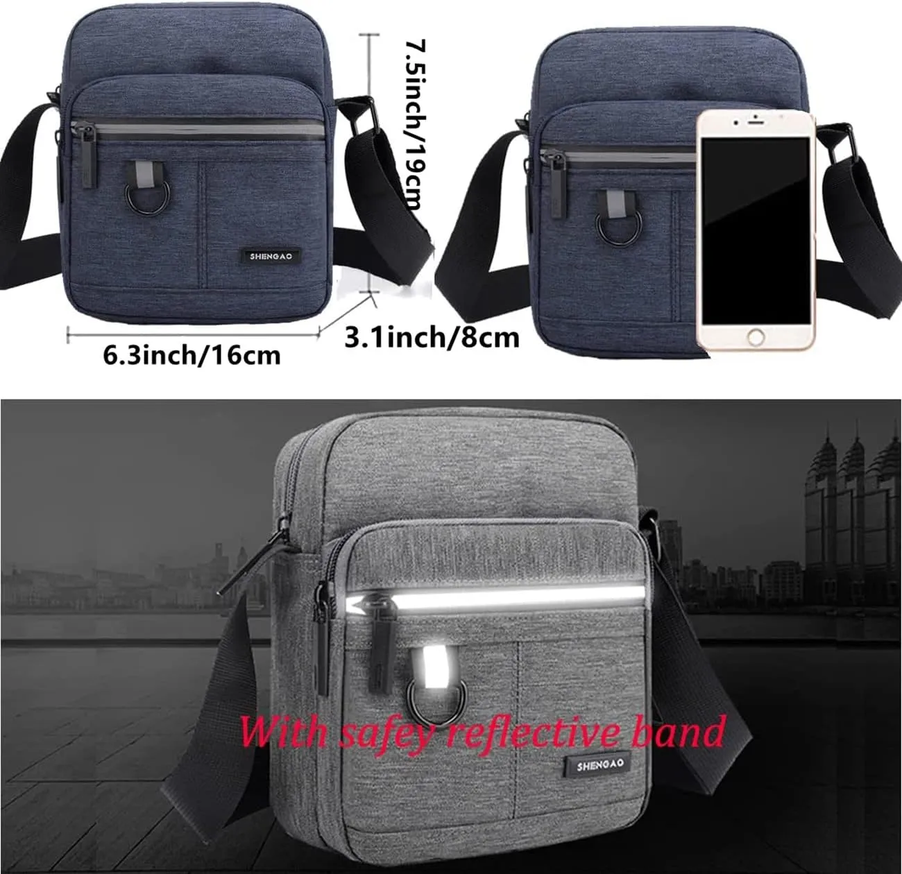 Small Canvas Crossbody Bag for Men,Small Shoulder Bag, Mini Messenger Bag for Cell Phone, Portable mobile phone coin bag