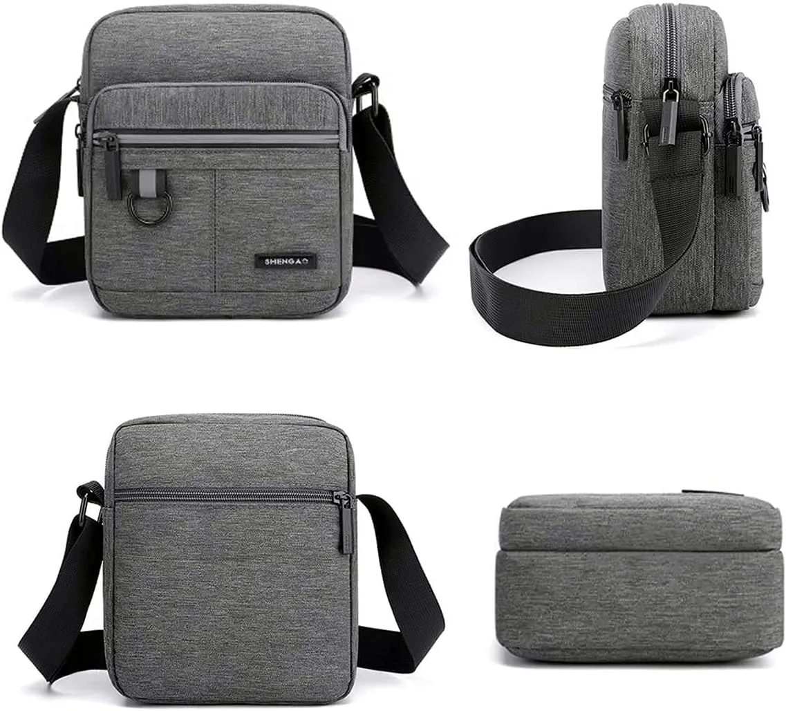 Small Canvas Crossbody Bag for Men,Small Shoulder Bag, Mini Messenger Bag for Cell Phone, Portable mobile phone coin bag