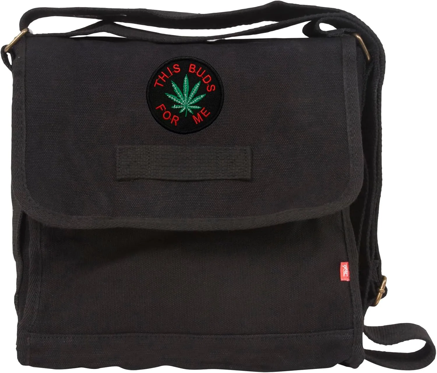 Small Canvas Field Shoulder Bag - Durable Timeless Messenger with Design, Black This Buds