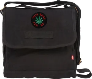 Small Canvas Field Shoulder Bag - Durable Timeless Messenger with Design, Black This Buds