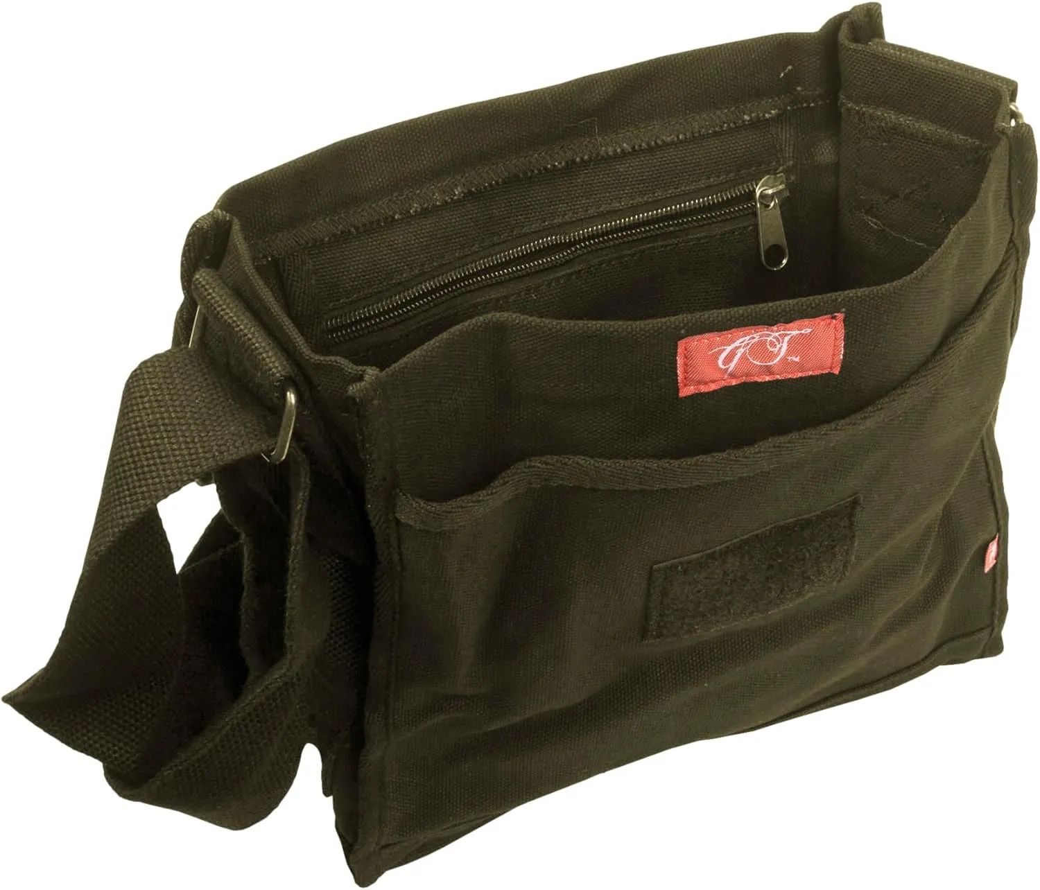 Small Canvas Field Shoulder Bag - Durable Timeless Messenger with Design, Olive Smile