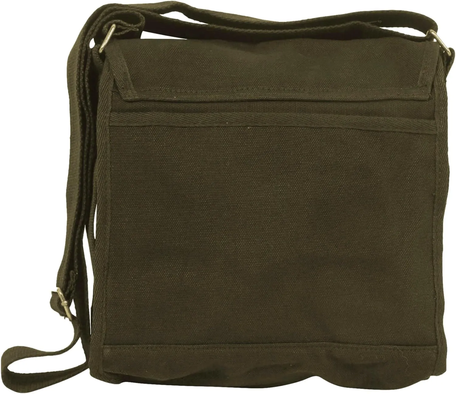 Small Canvas Field Shoulder Bag - Durable Timeless Messenger with Design, Olive Smile