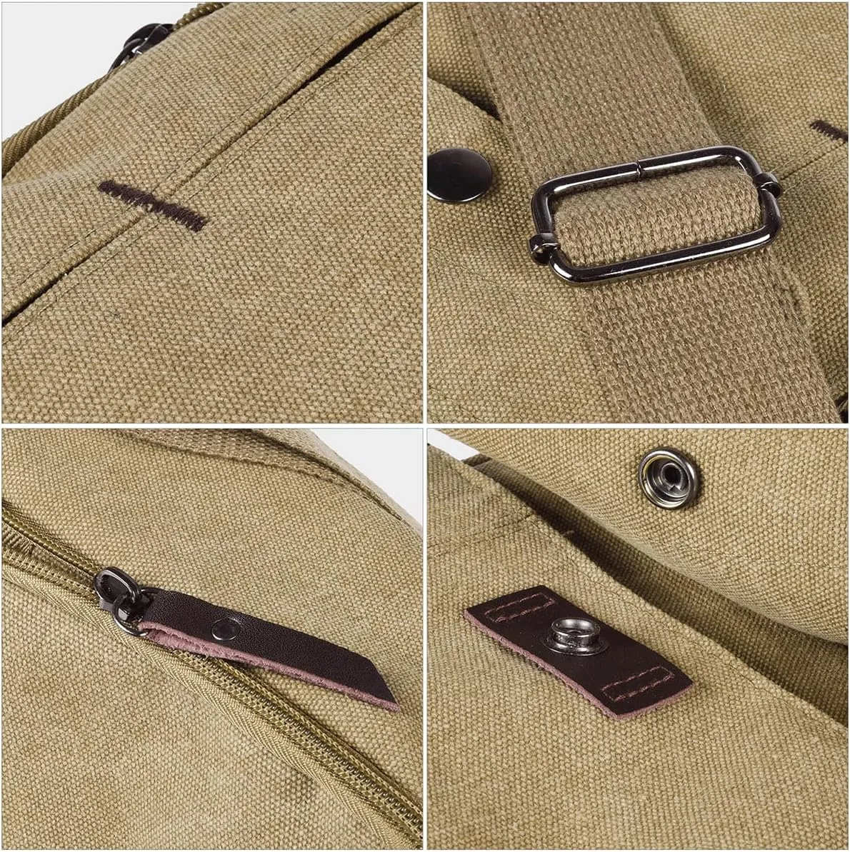 Small Canvas Messenger Bag Chest Bag Travel Bag, Mini Crossbody Bag Shoulder Bag for Men Women Multi Pocket Purses