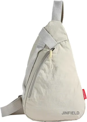 Small Crossbody Sling Backpack Men Women Sling Bag Chest Bag Daypack Nylon for Travel Workout Hiking Daily Casual Beige