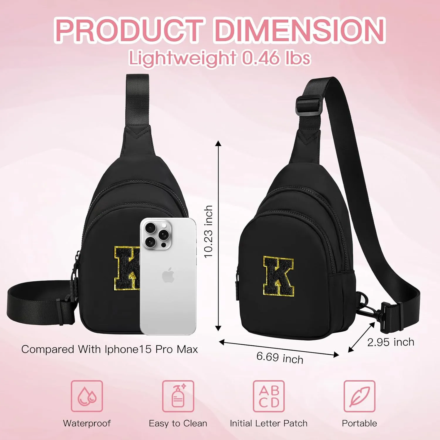 Small Initial Sling Bag for Girls & Women - Cute Crossbody Fanny Pack Gift