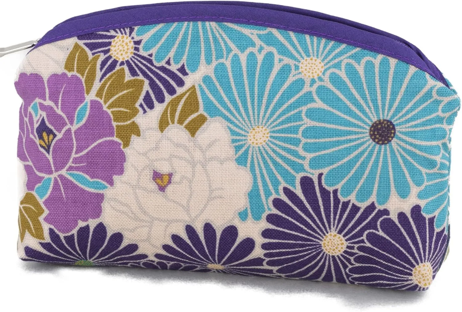 Small Makeup Bag (Retro Flower) Made in Japan/Cute Floral Makeup Bag Japanese Design Travel Toiletry Cosmetic Pouch for Women Girls and Man(Purple)