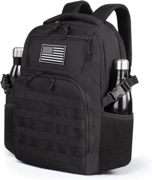 Small Military Tactical Backpack for Men，Travel Hiking Black Backpack with Bottle Holder on Both Sides, 25L Laptop Backpack for Work, Men's Assault Bag Back Pack