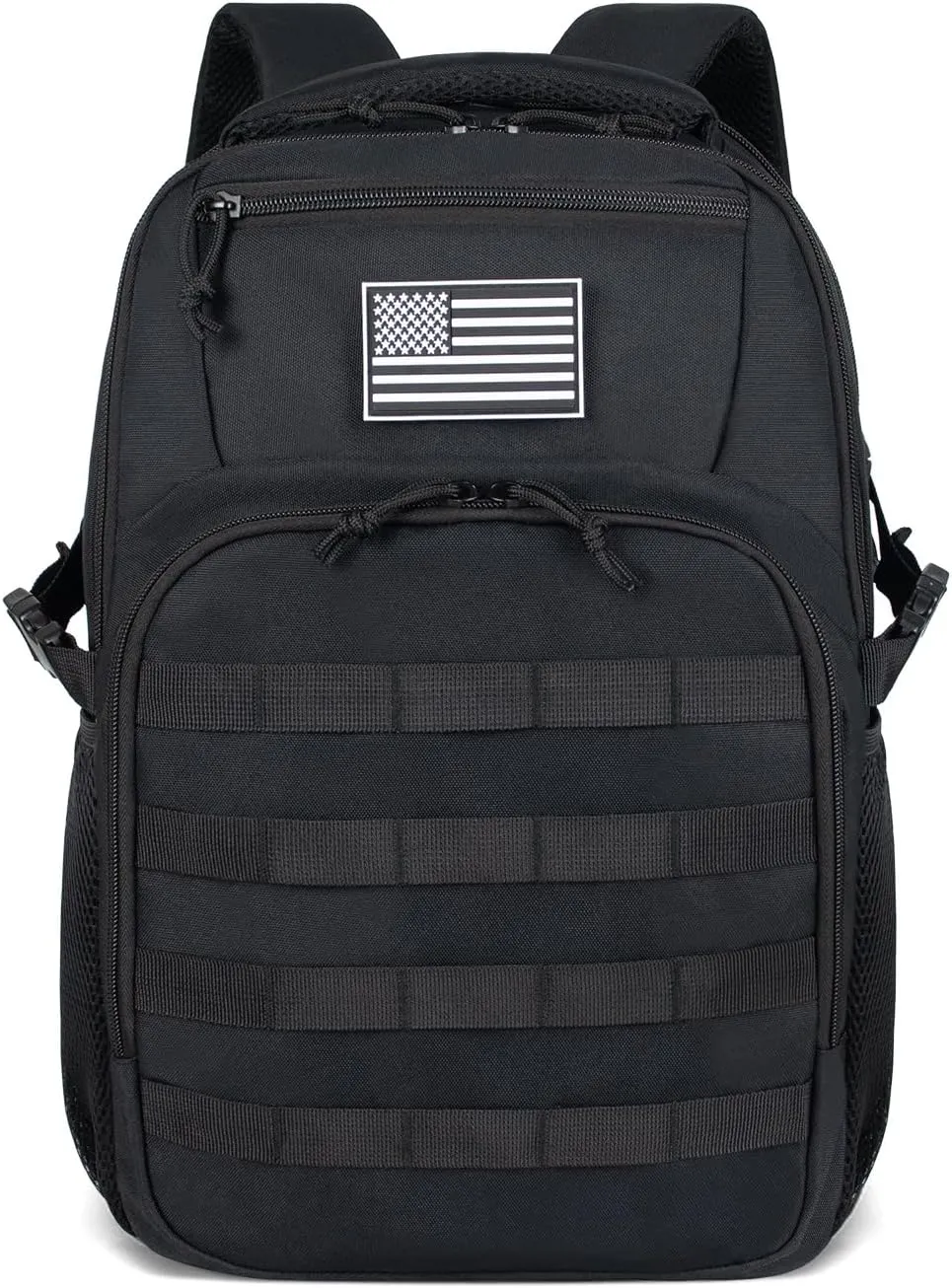 Small Military Tactical Backpack for Men，Travel Hiking Black Backpack with Bottle Holder on Both Sides, 25L Laptop Backpack for Work, Men's Assault Bag Back Pack