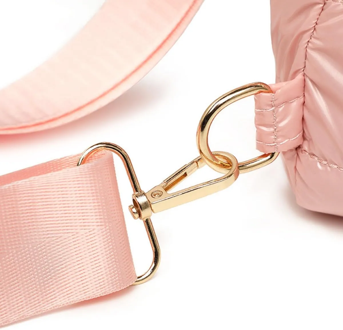Small Puffy Sling Bag for Women Unisex Quilted Sling Bag for Men Puffer Chest Bag Small Bum Bag (Pink)