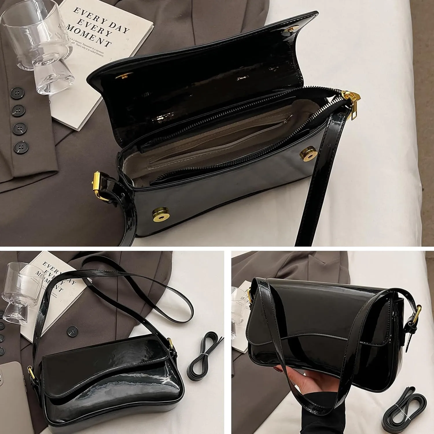 Small Shoulder Bags for Women,Crossbody Purses,Retro Vegan Leather Tote Handbag, Clutch Hobo Purse with Zipper