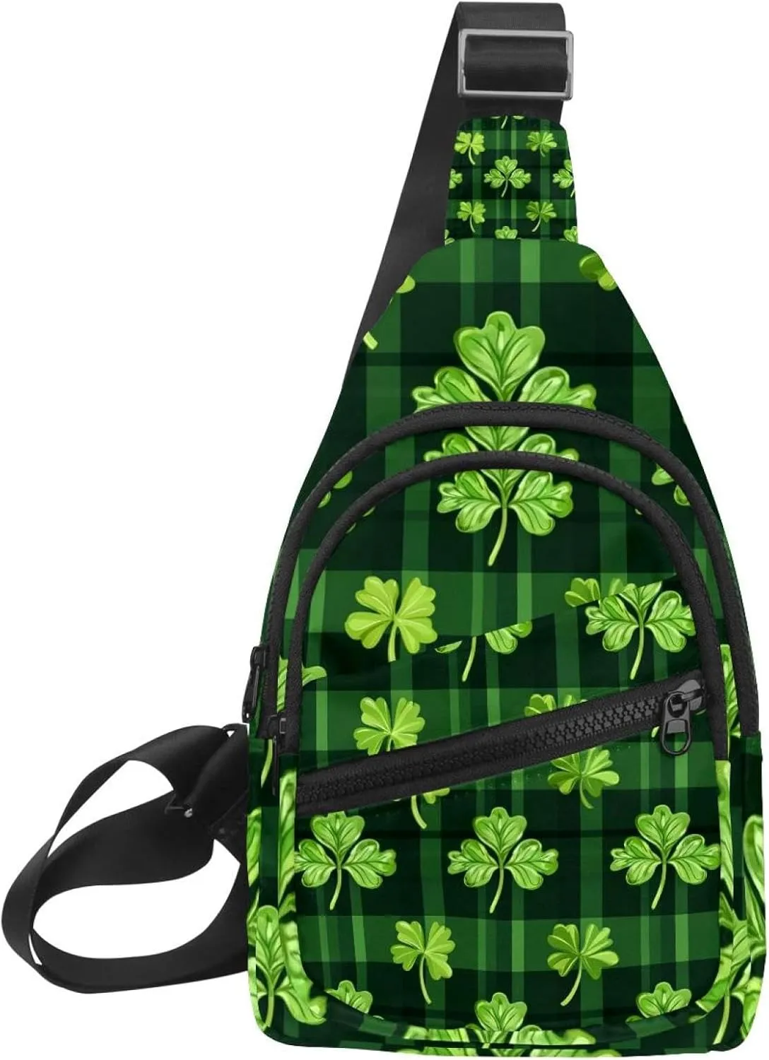 Small Sling Backpack Crossbody Sling Bag, Chest Bag Daypack, Saint Patrick's Day Clover Leaf