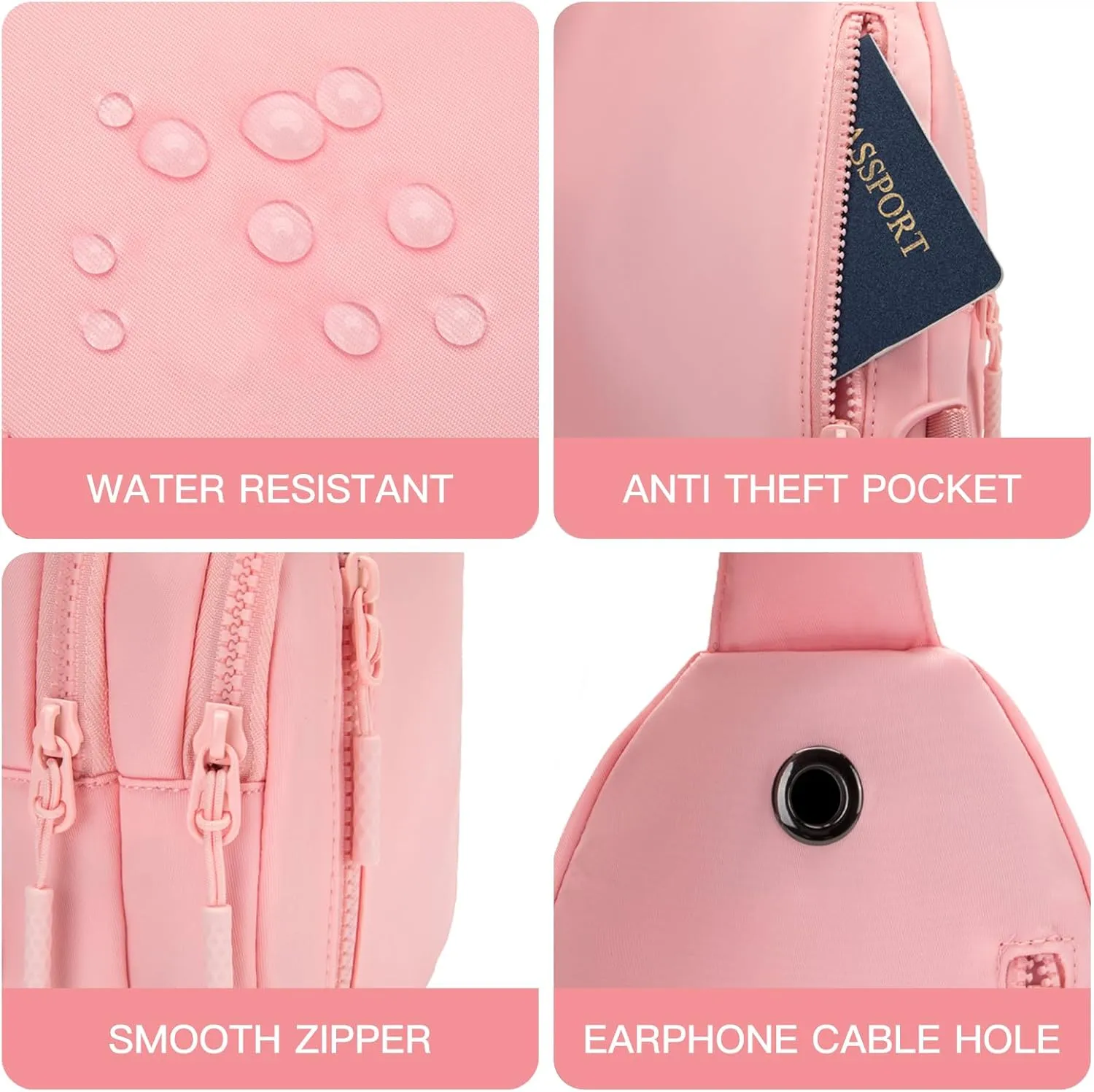 Small Sling Bag Crossbody Bag for Women with 4 Pockets Cross Body Fanny Pack Womens Chest Bag for Outdoors Traveling