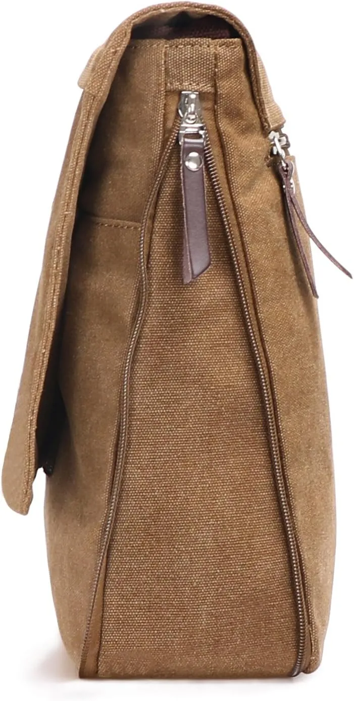 Small Vintage Canvas Leather Messenger Crossbody Bag Pack Organizer
