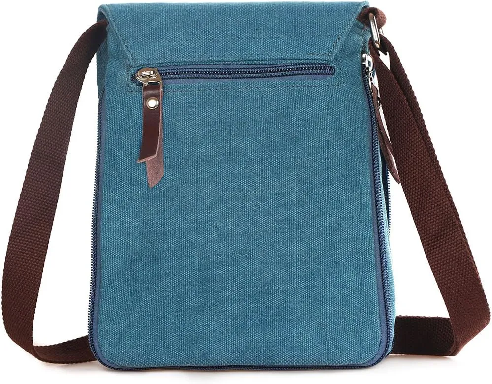 Small Vintage Canvas Leather Messenger Crossbody Bag Pack Organizer