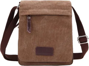 Small Vintage Canvas Leather Messenger Crossbody Bag Pack Organizer
