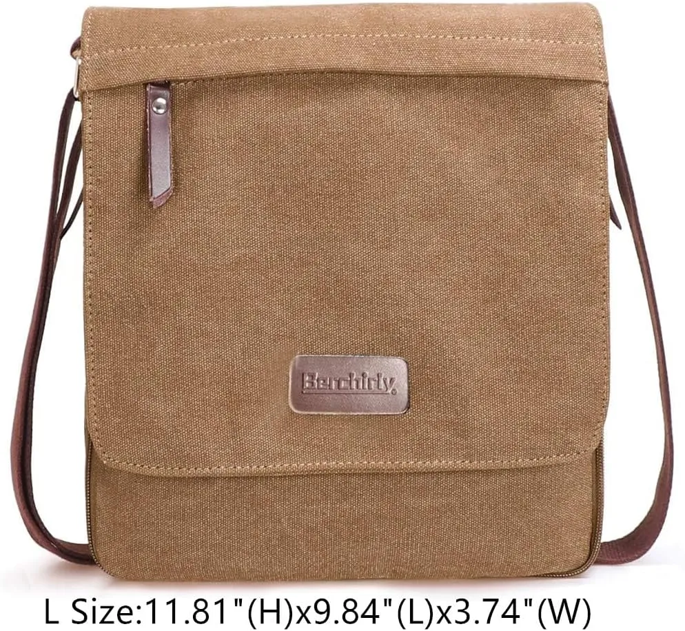 Small Vintage Canvas Leather Messenger Crossbody Bag Pack Organizer