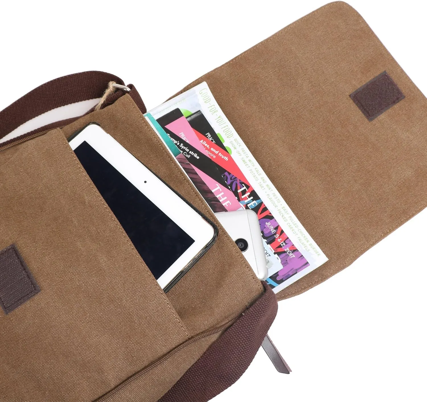 Small Vintage Canvas Leather Messenger Crossbody Bag Pack Organizer