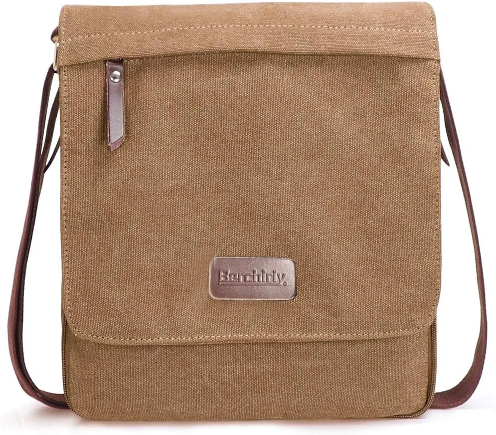Small Vintage Canvas Leather Messenger Crossbody Bag Pack Organizer