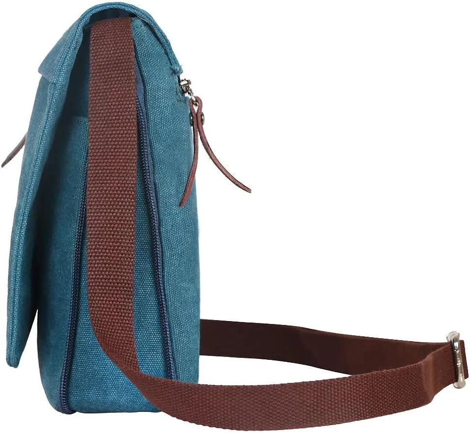 Small Vintage Canvas Leather Messenger Crossbody Bag Pack Organizer