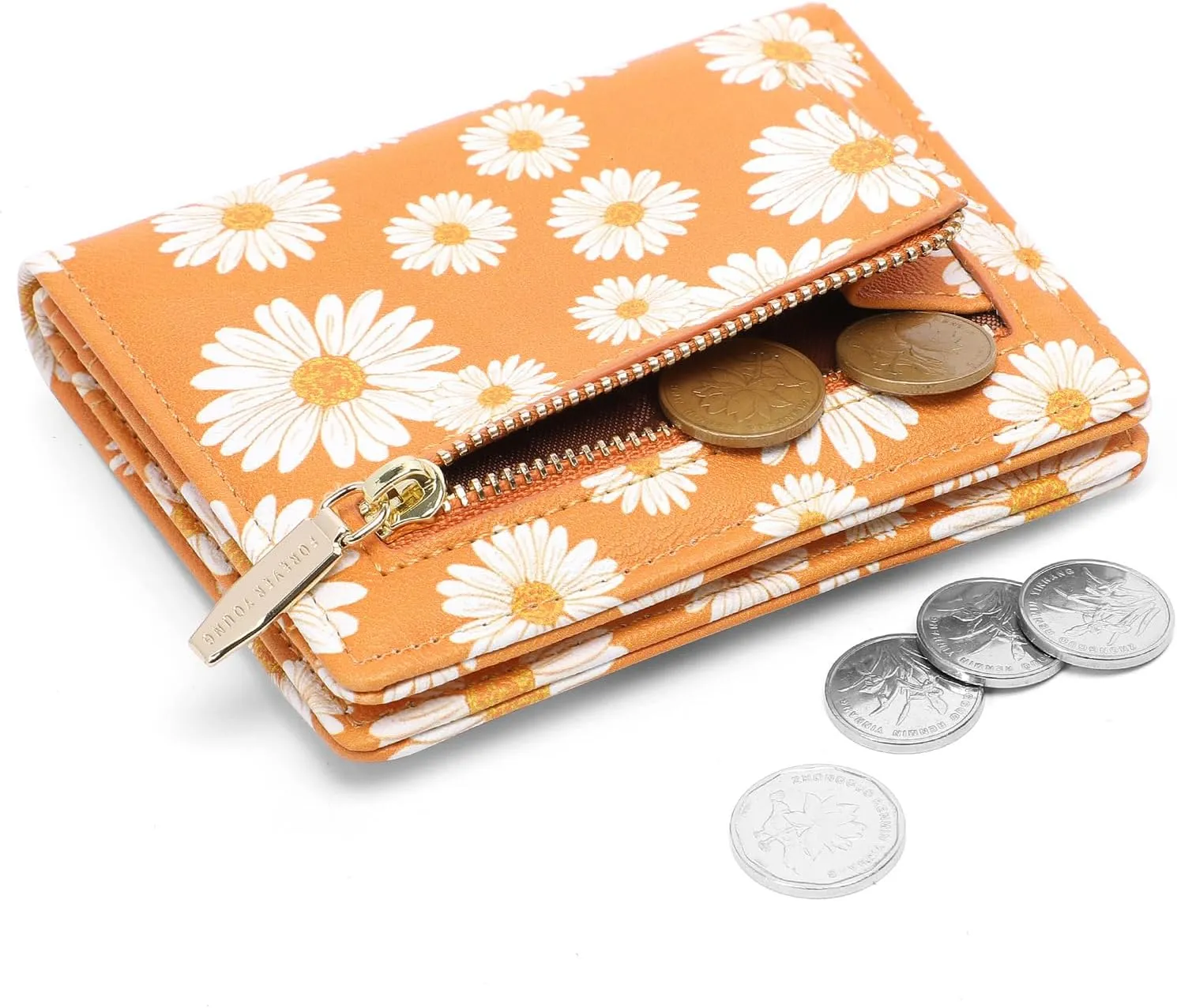 Small Women Wallet RFID Blocking Bifold Pocket Wallet Slim Compact Ladies Purse Mini Wallets For Women (Flower)
