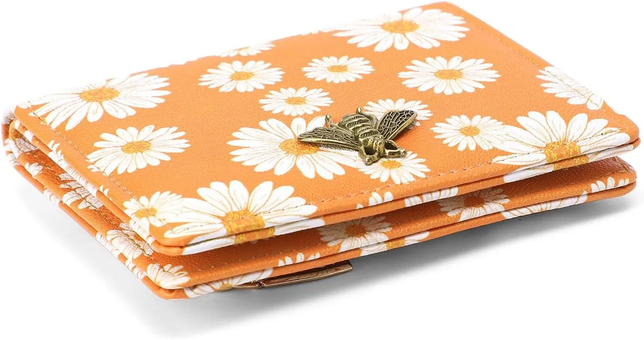Small Women Wallet RFID Blocking Bifold Pocket Wallet Slim Compact Ladies Purse Mini Wallets For Women (Flower)