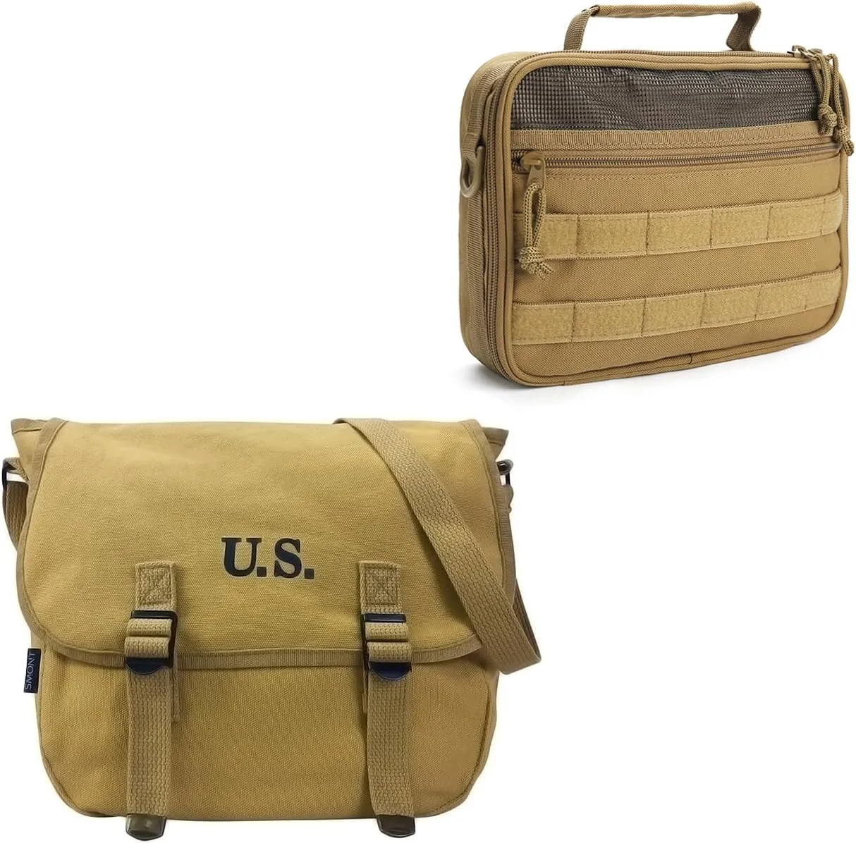 SMONT WW2 US M1936 Canvas Messenger Bag and Tactical Toiletry Bag