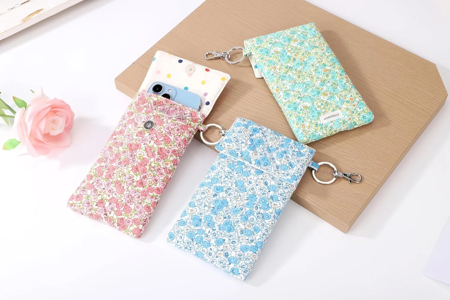 Soft Glasses Case Double Eyeglass Case Sunglasses Travel Pouch for Women Men with Key Chain