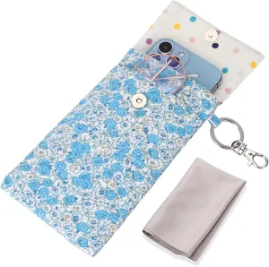 Soft Glasses Case Double Eyeglass Case Sunglasses Travel Pouch for Women Men with Key Chain