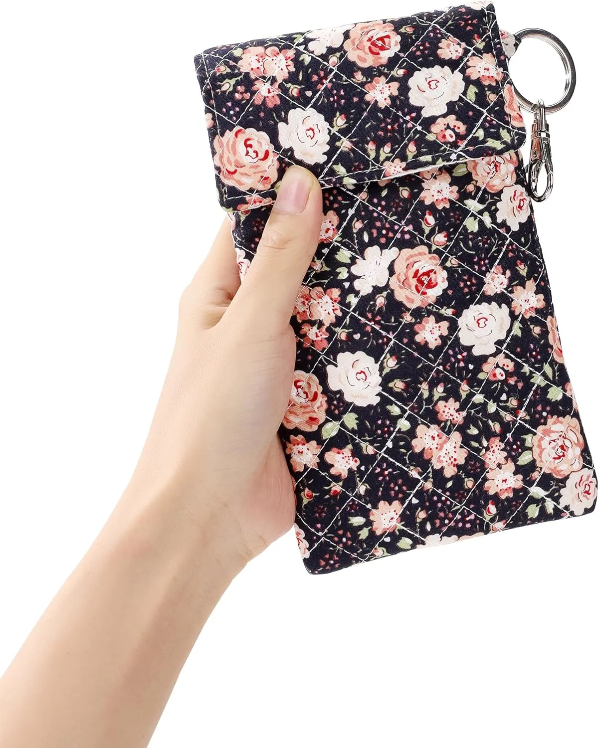 Soft Glasses Case Double Eyeglass Case Sunglasses Travel Pouch for Women Men with Key Chain