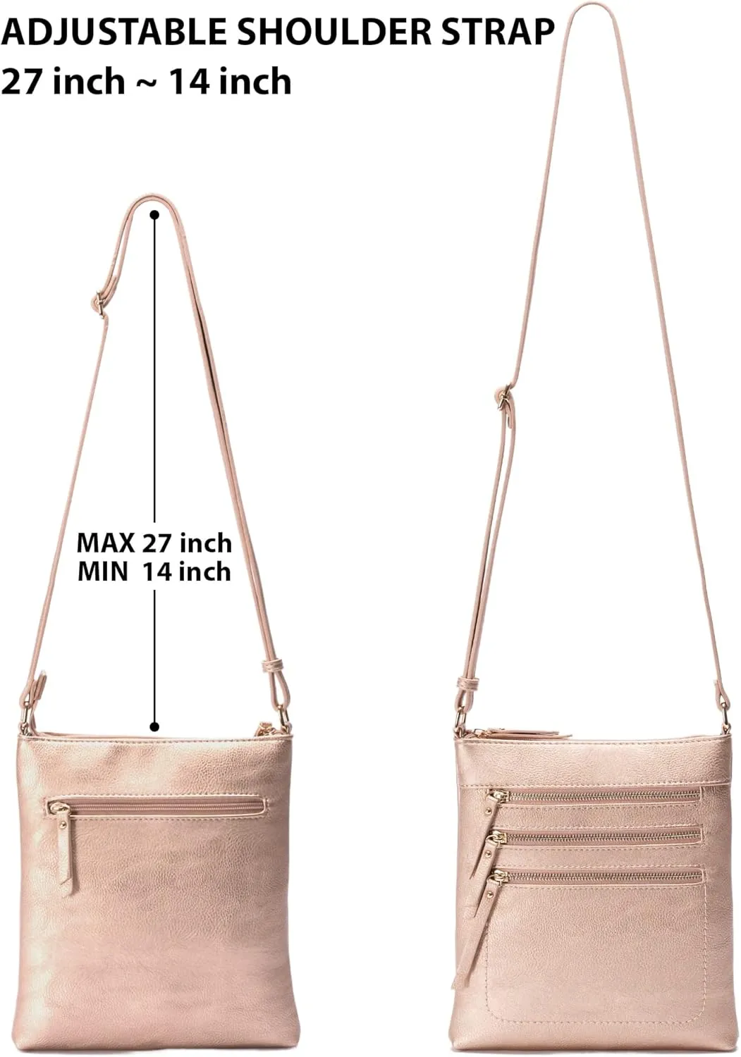 Solene Crossbody Bag Functional Multi Pocket Messenger Purse Top Zip Closure Shoulder Handbag With Adjustable Strap