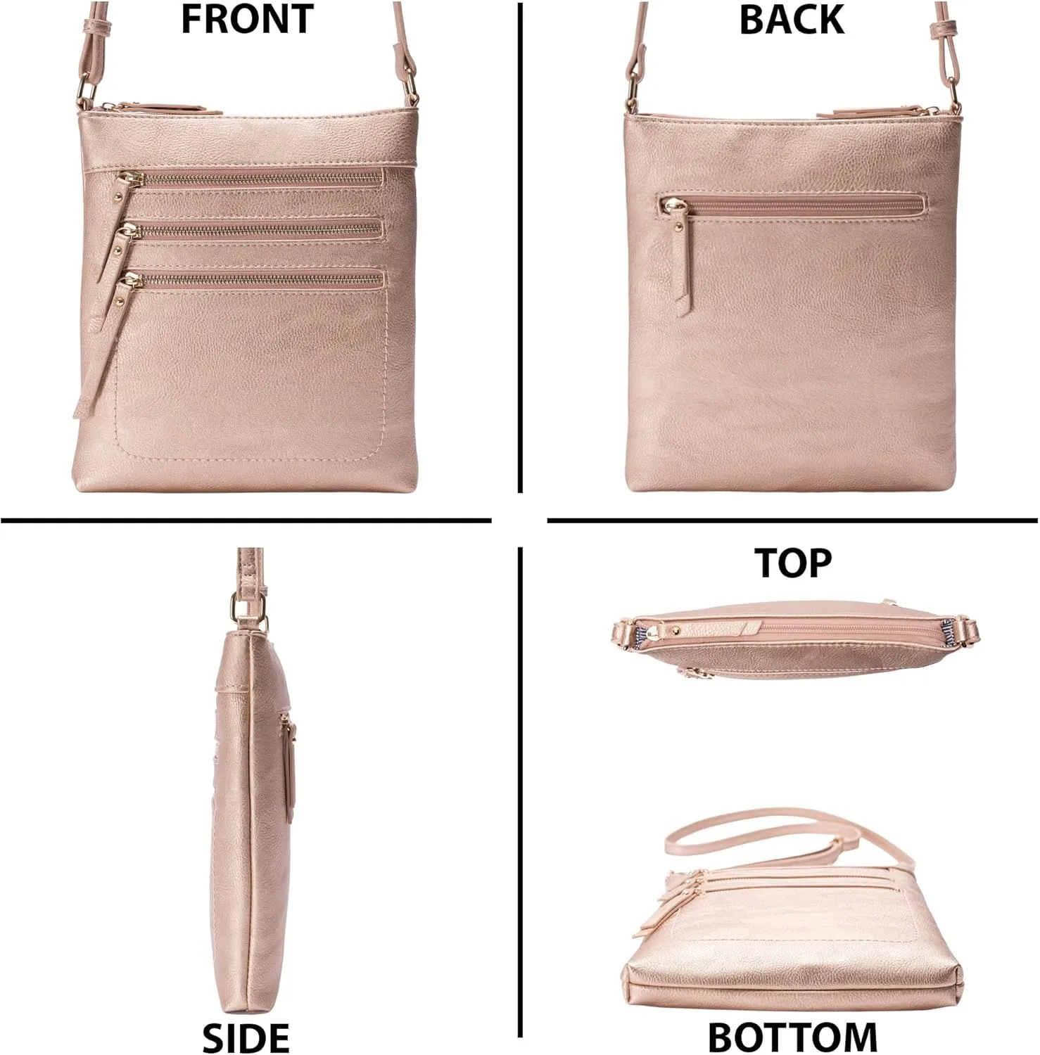 Solene Crossbody Bag Functional Multi Pocket Messenger Purse Top Zip Closure Shoulder Handbag With Adjustable Strap