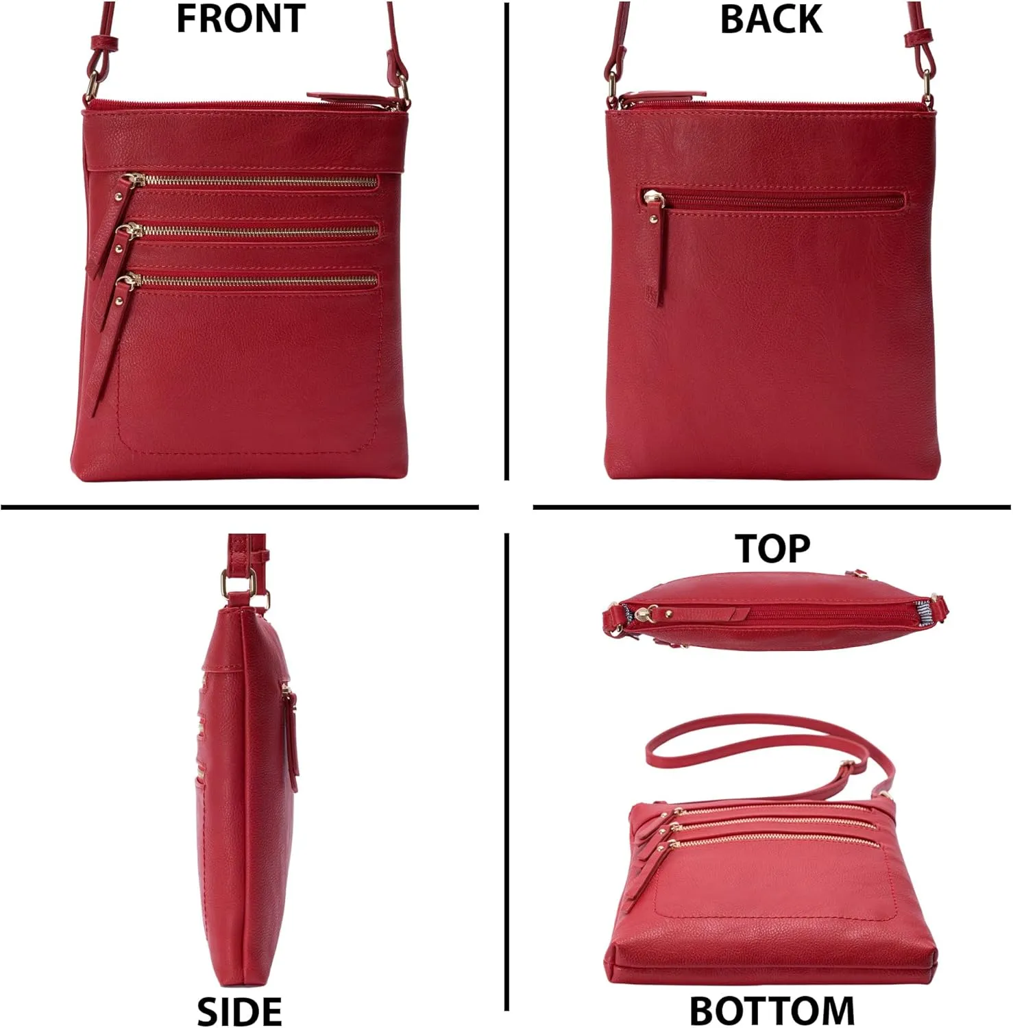 Solene Crossbody Bag Functional Multi Pocket Messenger Purse Top Zip Closure Shoulder Handbag With Adjustable Strap