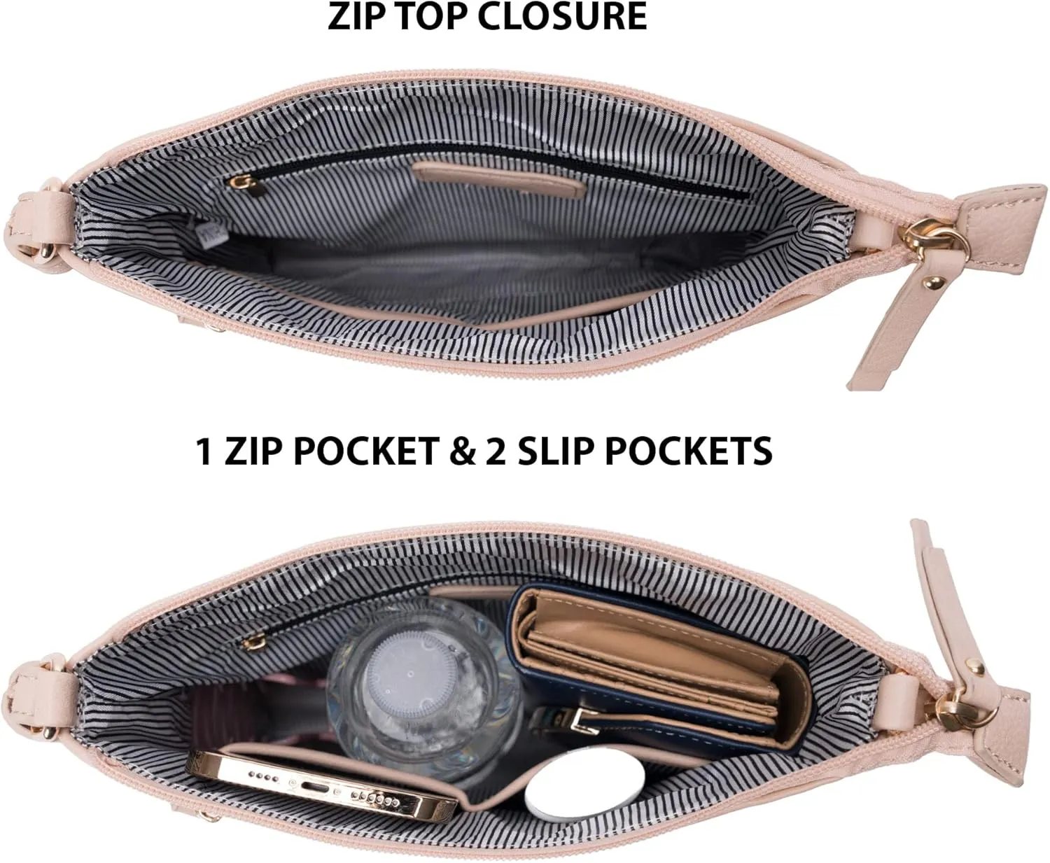 Solene Crossbody Bag Functional Multi Pocket Messenger Purse Top Zip Closure Shoulder Handbag With Adjustable Strap