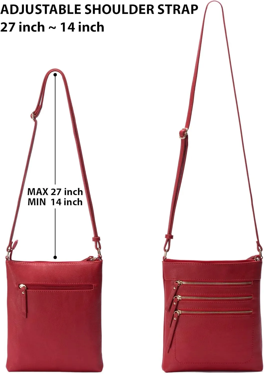 Solene Crossbody Bag Functional Multi Pocket Messenger Purse Top Zip Closure Shoulder Handbag With Adjustable Strap