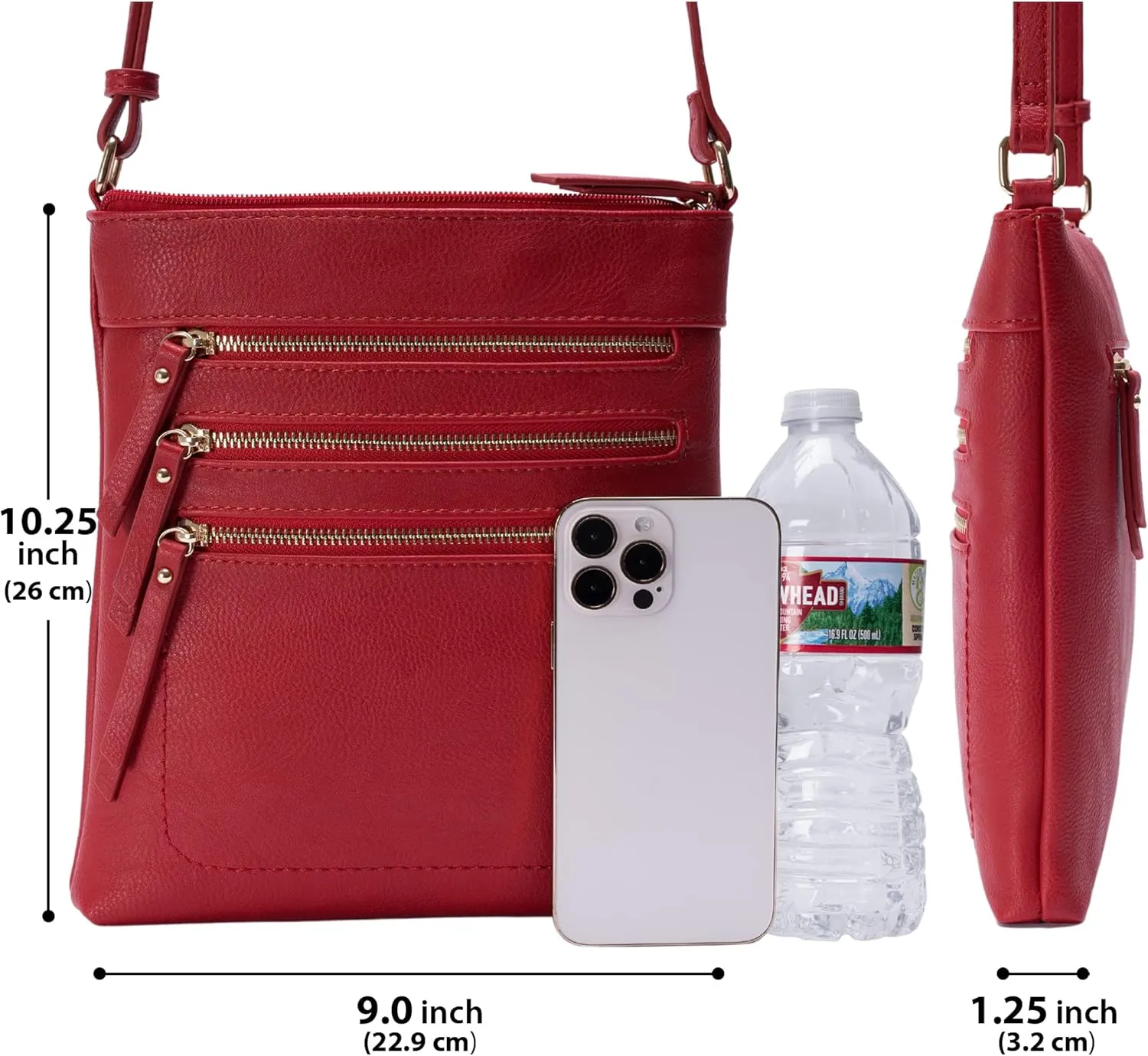 Solene Crossbody Bag Functional Multi Pocket Messenger Purse Top Zip Closure Shoulder Handbag With Adjustable Strap