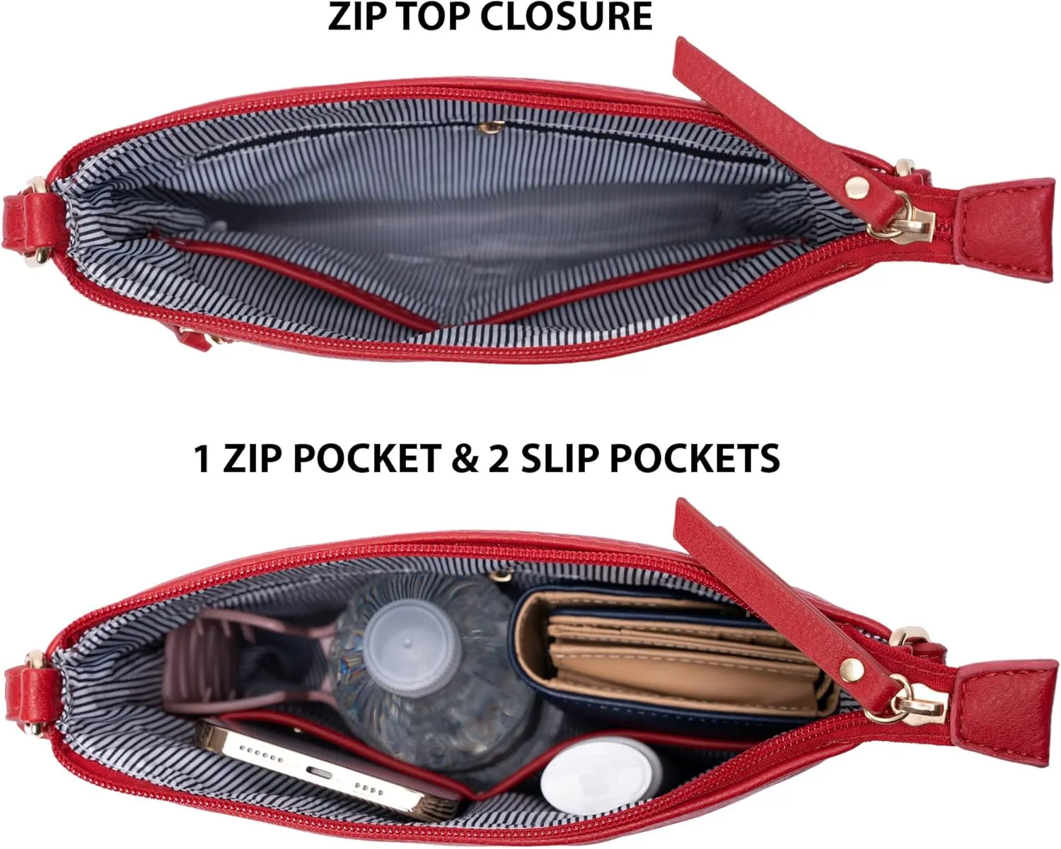 Solene Crossbody Bag Functional Multi Pocket Messenger Purse Top Zip Closure Shoulder Handbag With Adjustable Strap