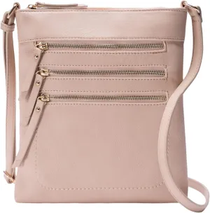 Solene Crossbody Bag Functional Multi Pocket Messenger Purse Top Zip Closure Shoulder Handbag With Adjustable Strap