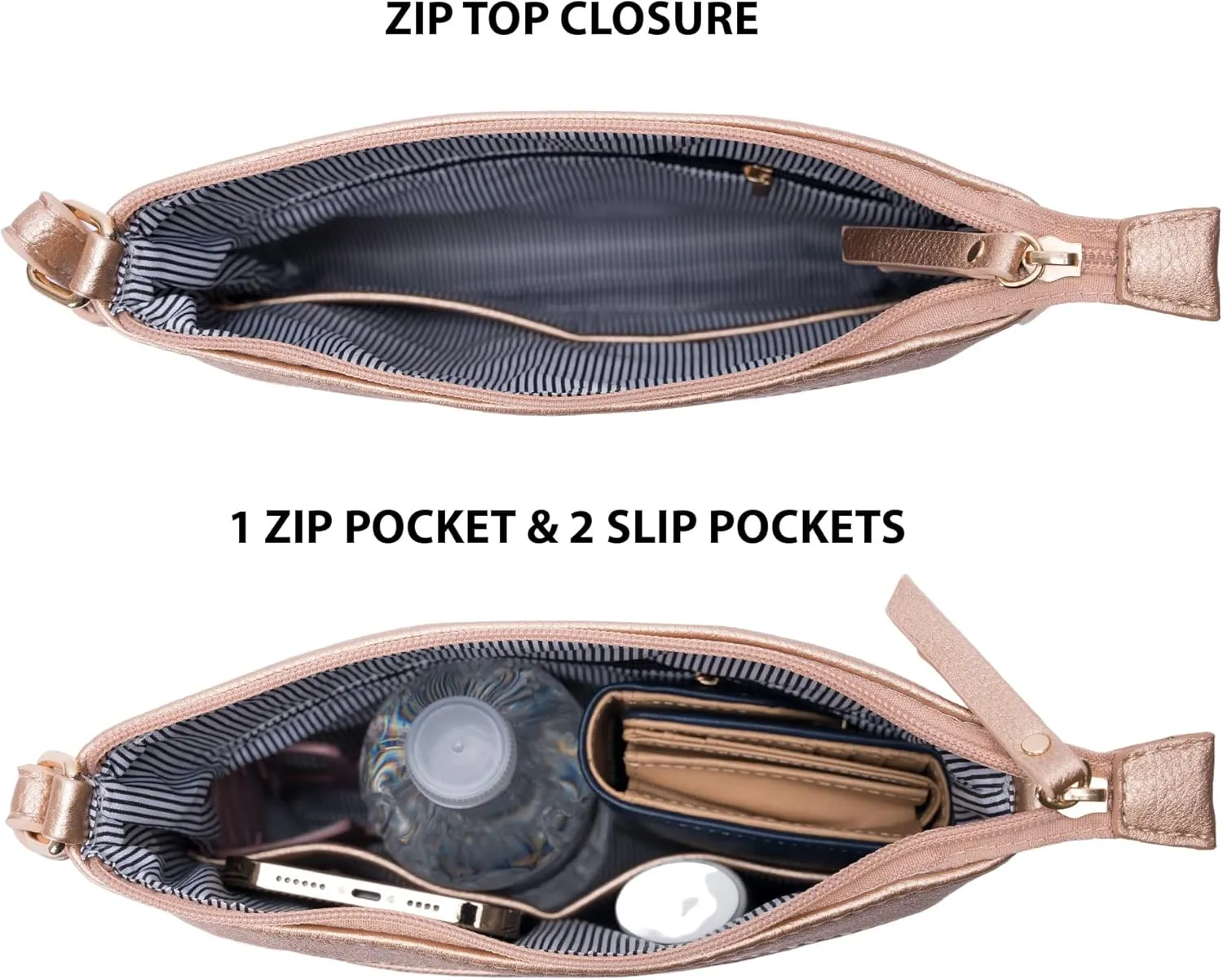 Solene Crossbody Bag Functional Multi Pocket Messenger Purse Top Zip Closure Shoulder Handbag With Adjustable Strap
