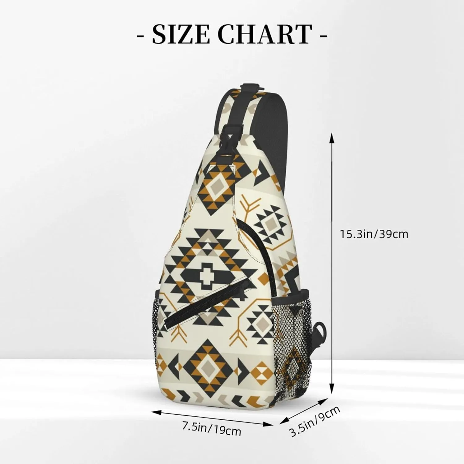 Southwest Native American Tribal Sling Bag for Women Men Aztec Ethnic Geometry Striped Crossbody Backpack Abstract Navajo Print Sling Backpack Casual Shoulder Bag Gym Travel Hiking Daypack