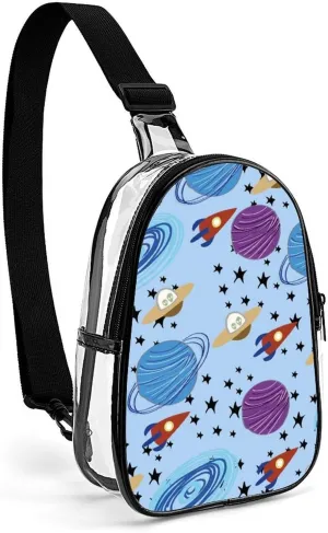 Space Comets Clear Sling Bag Stadium Crossbody Bags Purses for Women Men with Adjustable Strap