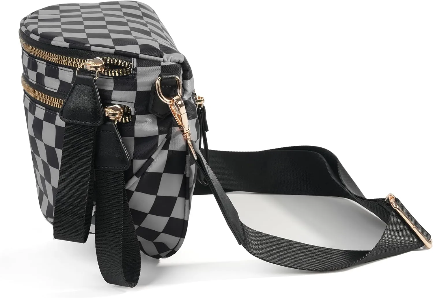 Spacious Checkered Nylon Crossbody Bag Bum Bag Checkered Handbags Wallets for Women