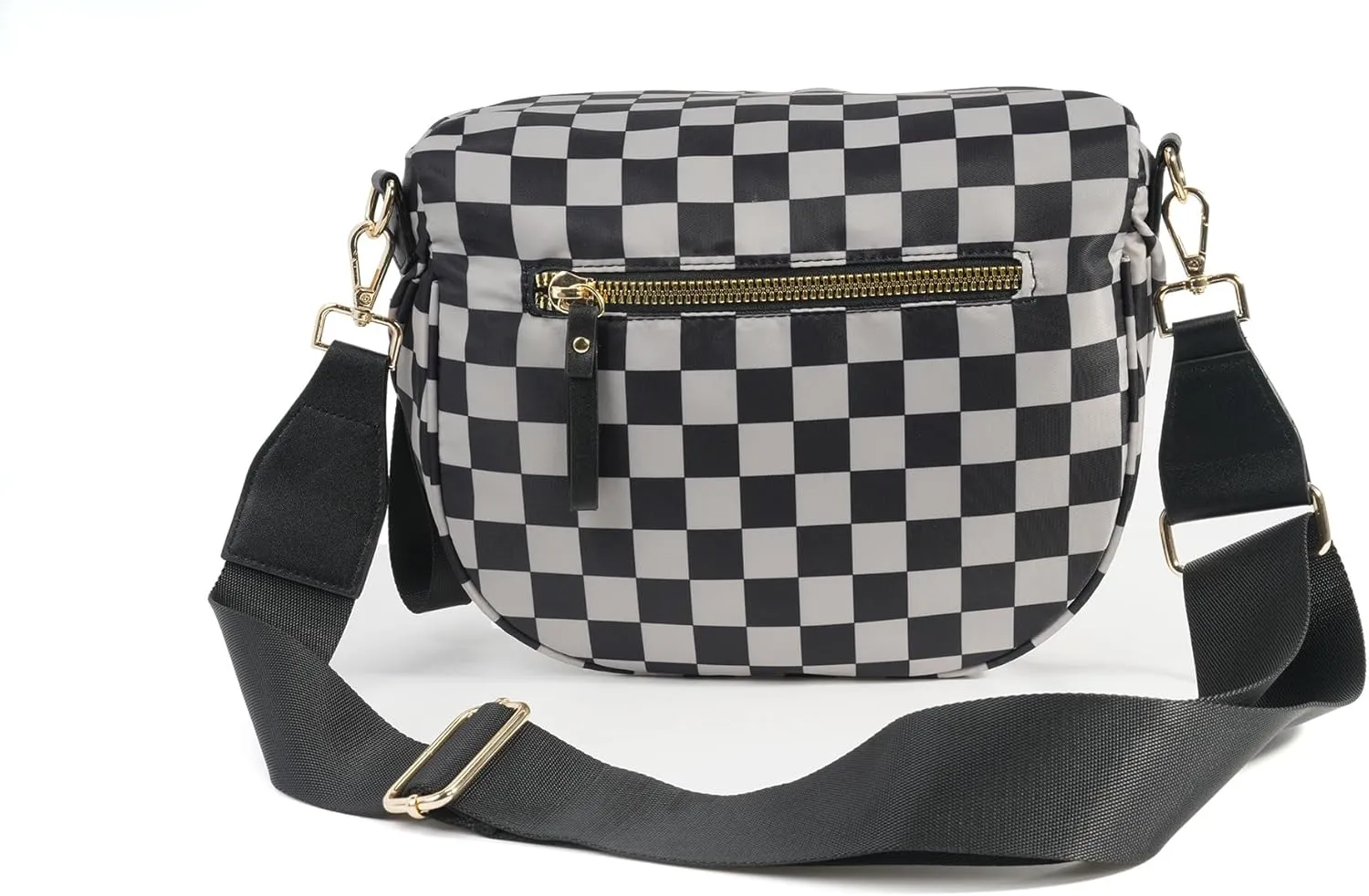 Spacious Checkered Nylon Crossbody Bag Bum Bag Checkered Handbags Wallets for Women