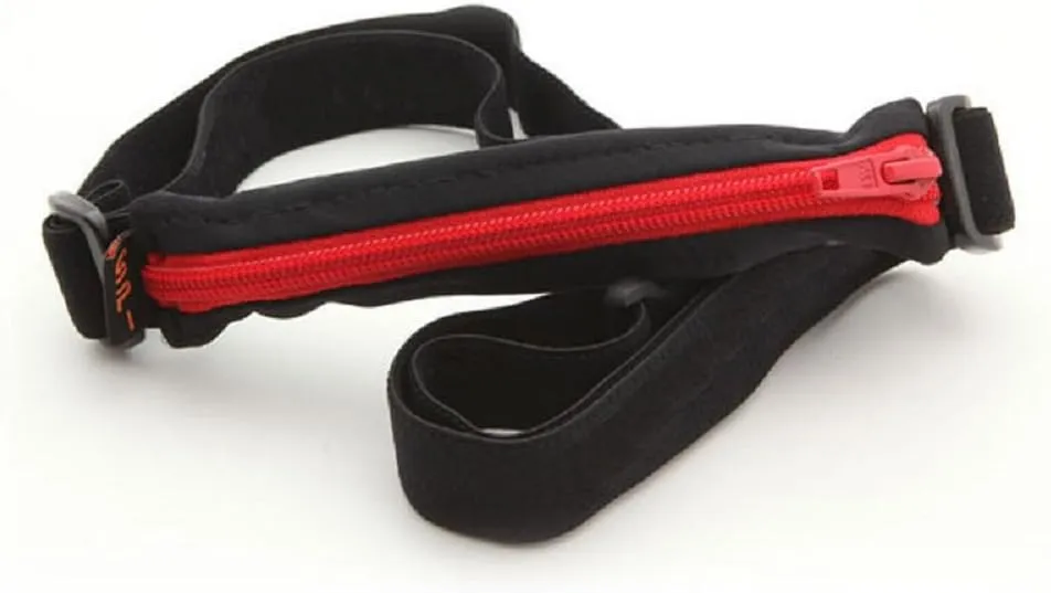 SPIbelt Kids Pocket Belt, Expandable Pocket, Adjustable Waist, No Bounce, No Logo Band, Black with Red Zipper