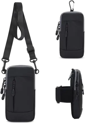 Sport Running Armband Cell Phone Holder Crossbody Purse Belt Pouch Arm Bag for Samsung Galaxy S21 FE S23 S22 Ultra S20 Plus/Google Pixel 6a 7 6 5 4 XL/iPhone 13 14 Pro Max BLU View 2 TCL 10L (Black)