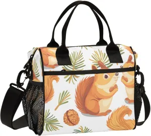 Squirrel and Pine Nut Lunch Bag Women Cooler Bags Lunch Tote Bags for Men Reusable Insulated Lunch Box Crossbody with Shoulder Strap Leakproof Work Picnic S