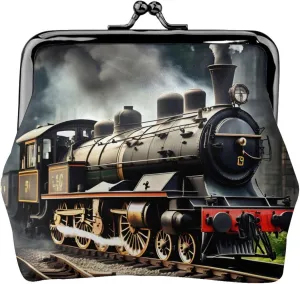 Steam Locomotive Train coin purse for women,small womens wallet,small makeup bag for purse,ultra-thin retro change wallet