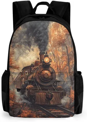 Steam Train in The Autumn Forests Small Backpack Travel Bag Cute Back Packs Fashion Graphic Print Daypack