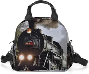 Steam Train Insulated Lunch Bag Portable Lunch Box Tote Cooler Bags Lunchbox For Travel Picnic Work