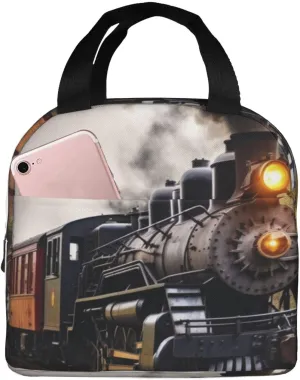 Steam Train Lunch Bag for Women Men Reusable Lunch Tote Bags Insulated Lunch Box Leakproof Meal Bag Large Capacity Cooler Food Containers for Work Travel Outdoor